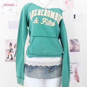 Vintage Abercrombie & Fitch Teal Off-the-Shoulder Sweatshirt